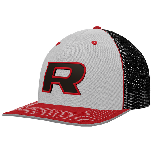 Pacific Headwear Mesh Back Fitted Hat - Red/White/Black
