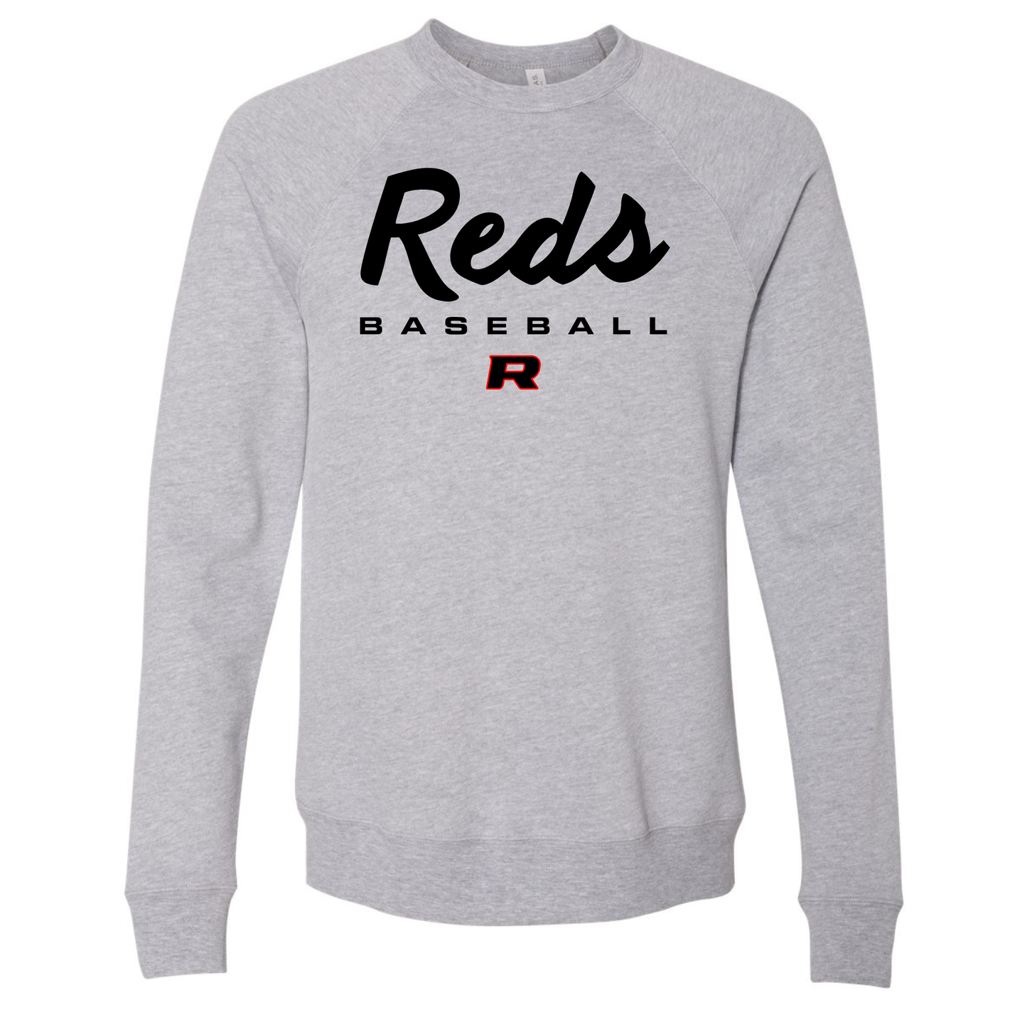 Reds Script Bella+Canvas Raglan Crewneck Sweatshirt