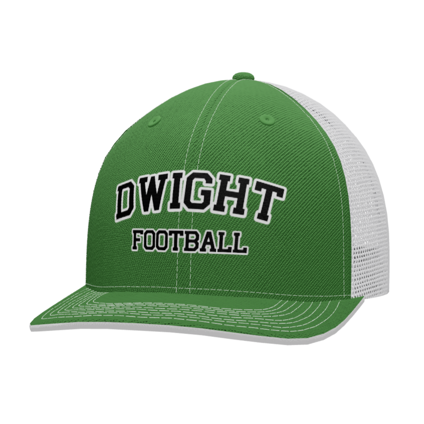 Dwight Football Fitted Mesh Trucker Hat - Green/White