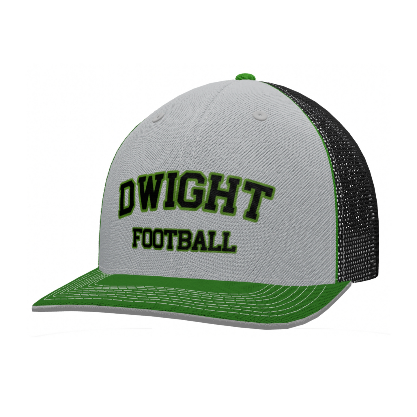 Dwight Football Fitted Mesh Trucker Hat - Green/Grey/Black