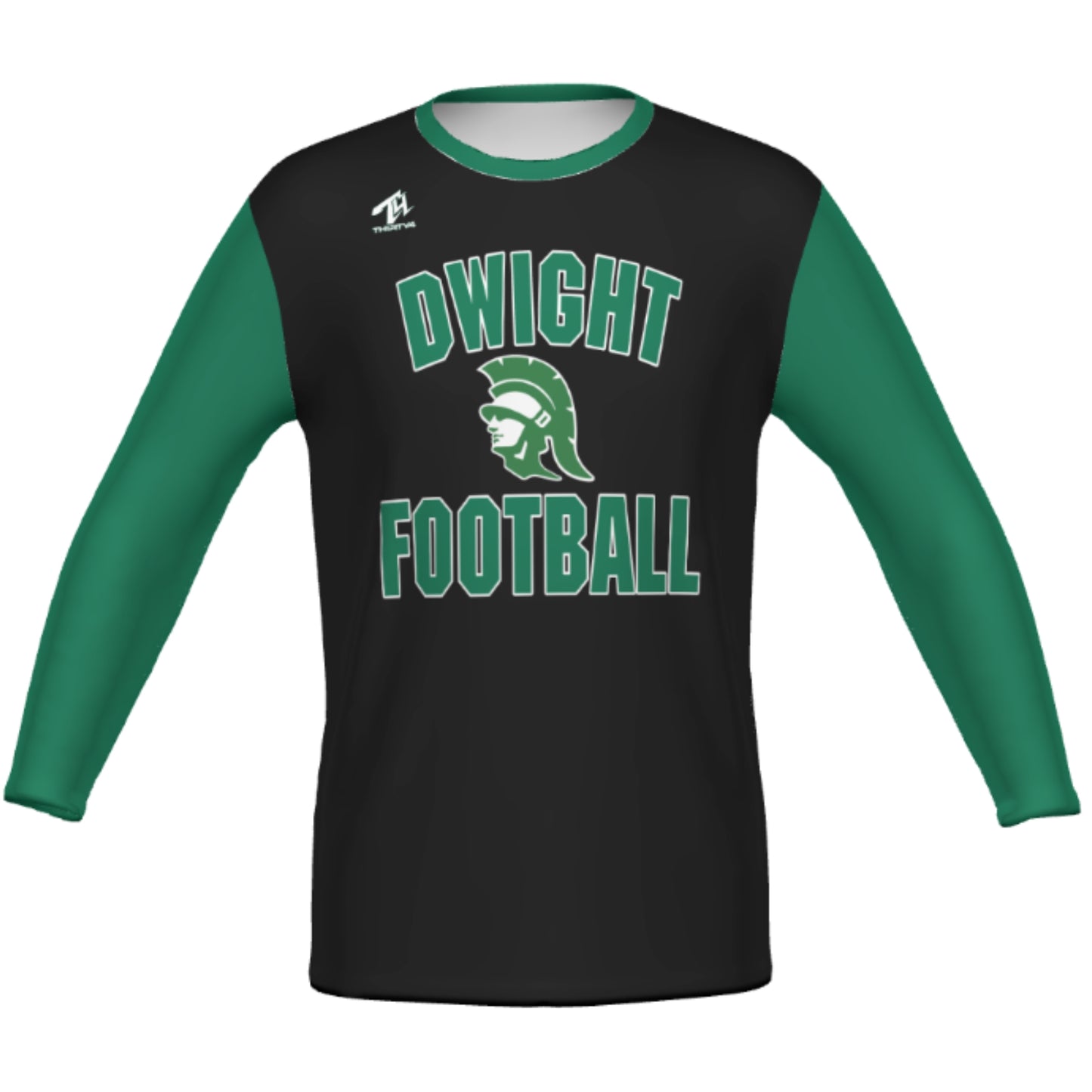 Dwight Football Sublimated "Cotton Feel" Poly Adult Long Sleeve - Solid