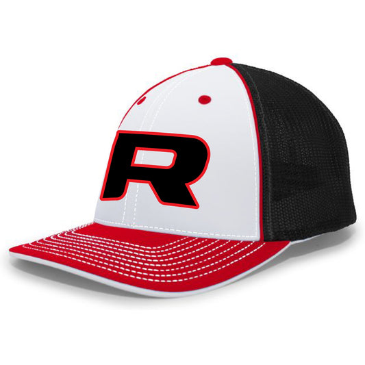 Pacific Headwear Mesh Back Fitted Hat - Red/Black/White