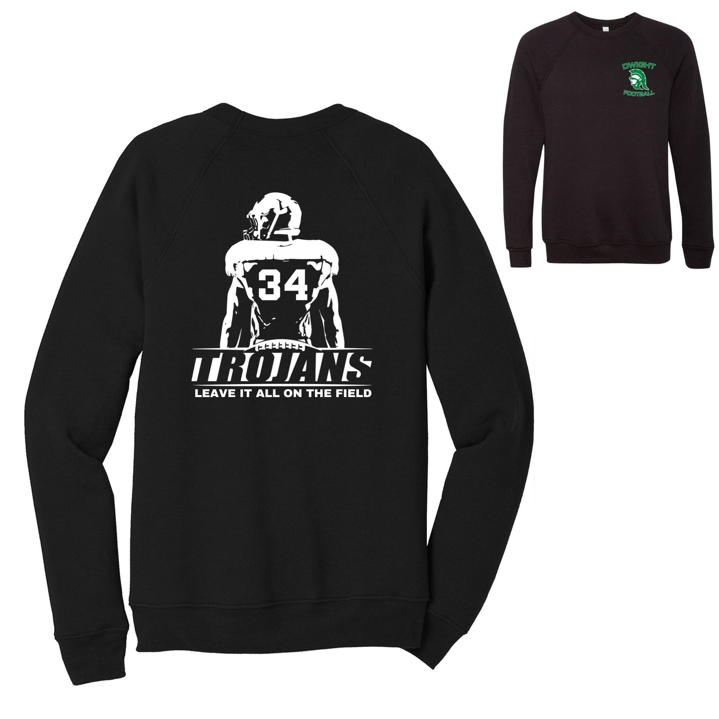 Customizable Trojan Football Bella+Canvas Raglan Crewneck Sweatshirt