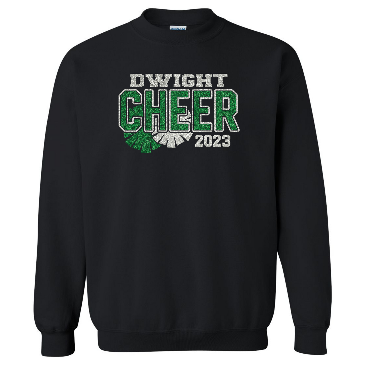 Dwight Cheer Glitter Print Gildan Crewneck Sweatshirt